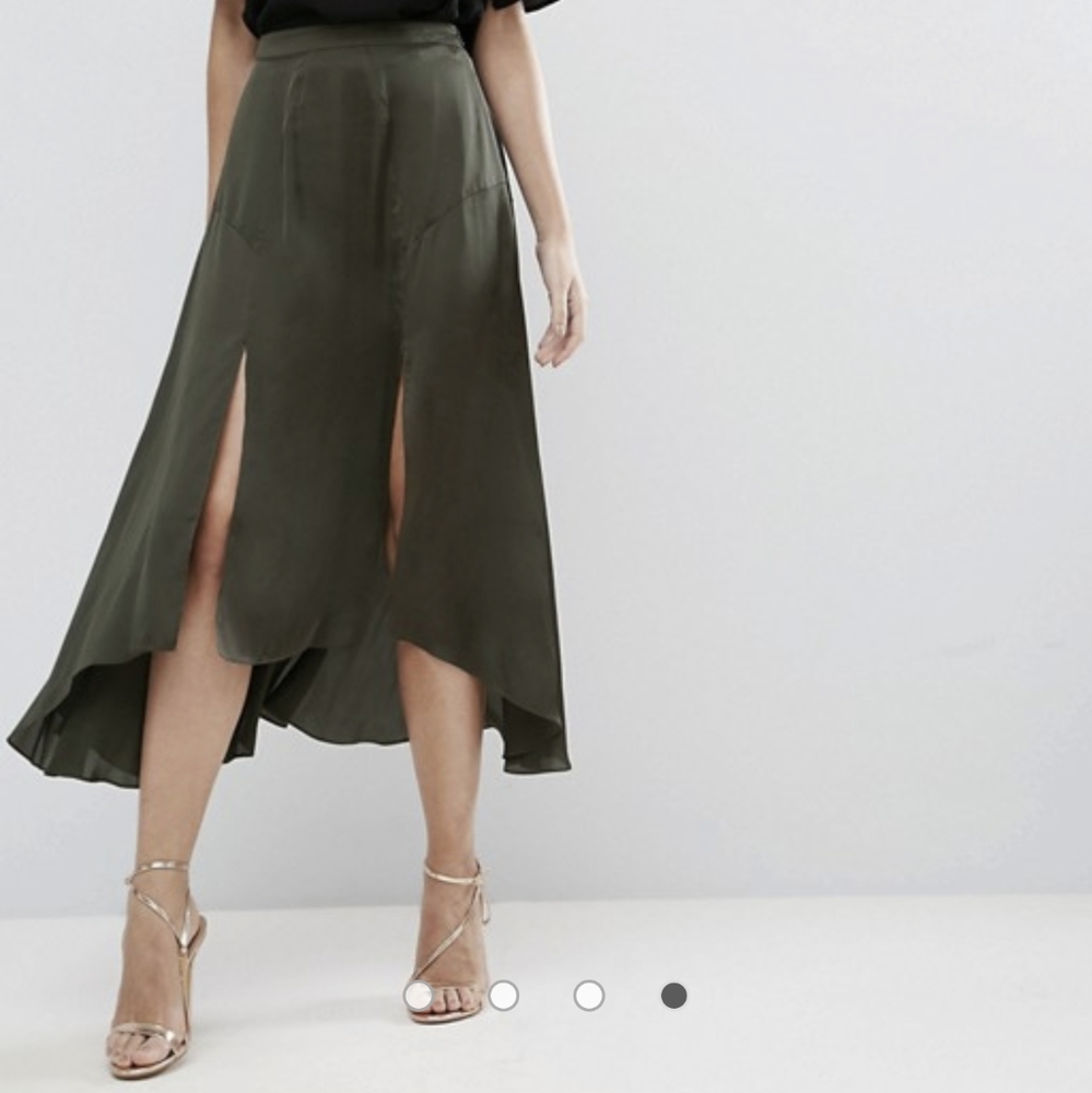 ASOS midi satin skirt with splices and seam detail